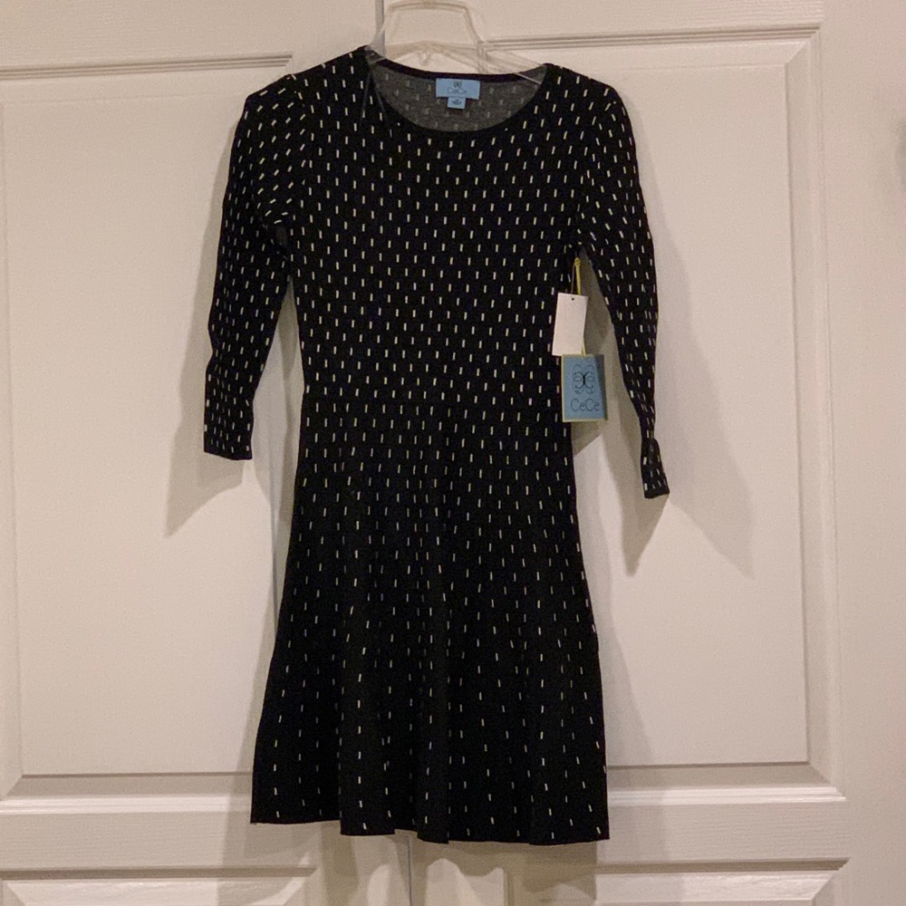 NWT CeCe Black and White Sweater Dress size XS